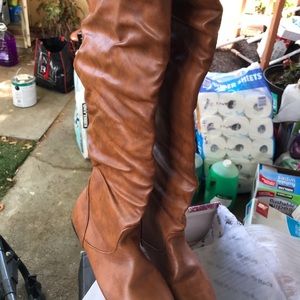 Brown knee high boots